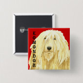 Badge Carré 5 Cm Bloc couleur Komondor (Devant & derrière)