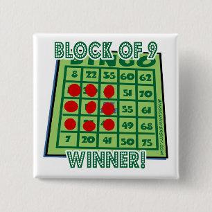 Badge Carré 5 Cm Bloc de bouton de bingo-test de gagnant du bingo-t