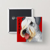 Badge Carré 5 Cm Bloc de couleurs Cesky Terrier (Devant & derrière)