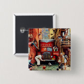 Badge Carré 5 Cm Bloc routier par Norman Rockwell (Devant & derrière)