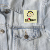 Badge Carré 5 Cm Blond Boy Baseball 3e anniversaire (En situation)