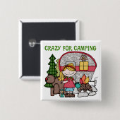 Badge Carré 5 Cm Blond Girl Crazy Pour Camping (Devant & derrière)