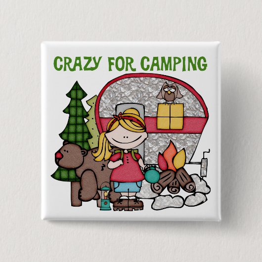 Badge Carré 5 Cm Blond Girl Crazy Pour Camping (Devant)