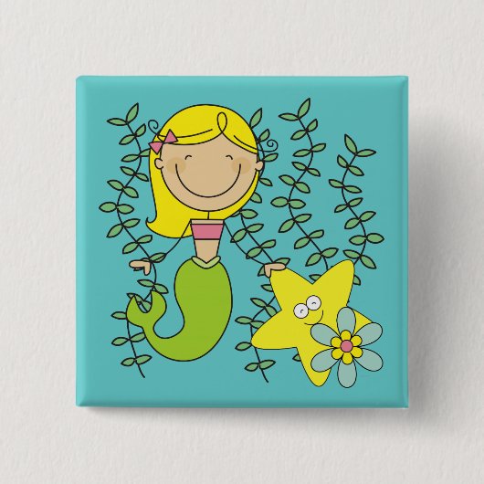 Badge Carré 5 Cm Blond Mermaid (Devant)