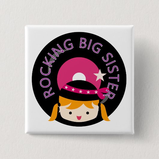 Badge Carré 5 Cm Blond Rocking Big Sister (Devant)