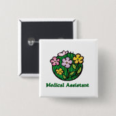 Badge Carré 5 Cm Blooms de l'Assistant Médicale 2 (Devant & derrière)
