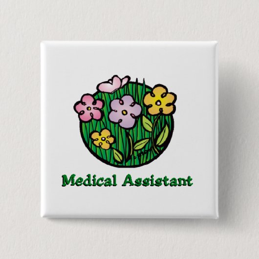 Badge Carré 5 Cm Blooms de l'Assistant Médicale 2 (Devant)