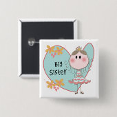 Badge Carré 5 Cm Blue Heart Princess Big Sister (Devant & derrière)