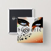 Badge Carré 5 Cm Blue Hypnotic Eyes se maquiller (Devant & derrière)