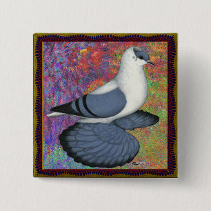 Badge Carré 5 Cm Blue Swallow Pigeon encadré