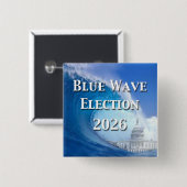 Badge Carré 5 Cm Blue Wave Election 2026 (Devant & derrière)