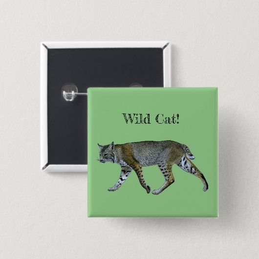 Badge Carré 5 Cm Bobcat Wild Cat (Devant & derrière)