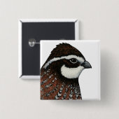 Badge Carré 5 Cm Bobwhite Quail Head (Devant & derrière)