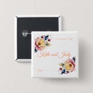 Badge Carré 5 Cm Boho Peachy Floral