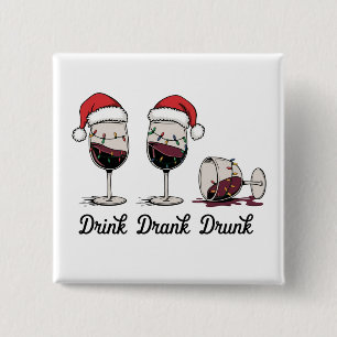 Badge Carré 5 Cm Boire Bu Boit Vin de Noël