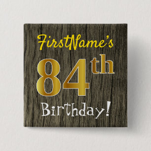 Badge Carré 5 Cm Bois de Faux, anniversaire d'or de Faux