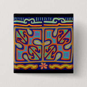 Badge Carré 5 Cm Boîte à musique indienne Kuna - San Blas Mola
