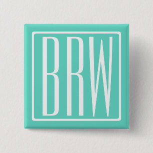 Badge Carré 5 Cm Bold Modern White on aqua