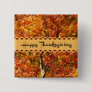 Badge Carré 5 Cm Bon thanksgiving - Couleurs d'automne
