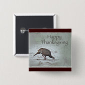 Badge Carré 5 Cm Bon thanksgiving Wild Turkey (Devant & derrière)