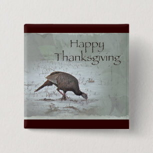 Badge Carré 5 Cm Bon thanksgiving Wild Turkey