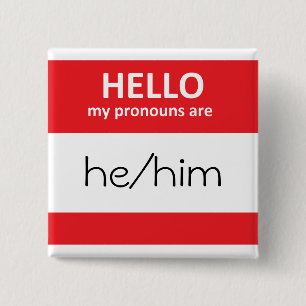 Badge Carré 5 Cm BONJOUR mes pronoms sont bouton carré de he/him