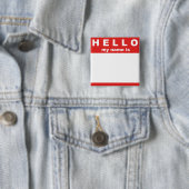 Badge Carré 5 Cm Bonjour mon nom est… Bouton (En situation)