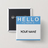 Badge Carré 5 Cm Bonjour mon nom est bouton (Devant & derrière)