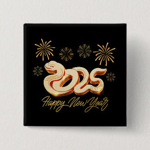 Badge Carré 5 Cm Bonne année 2025 L'année chinoise du serpent