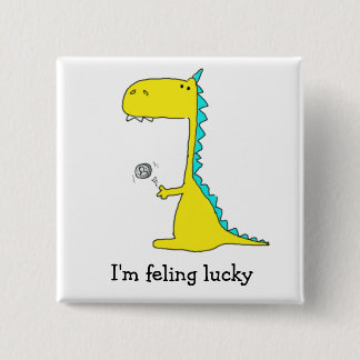Badge Carré 5 Cm bonne chance Dino