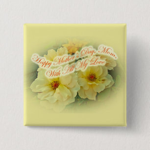 Badge Carré 5 Cm Bonne fête des mères - Roses Jaunes