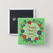 BADGE CARRÉ 5 CM BONNE NOUVELLE ANNÉE (Devant & derrière)