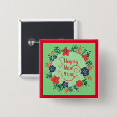 BADGE CARRÉ 5 CM BONNE NOUVELLE ANNÉE (Devant & derrière)