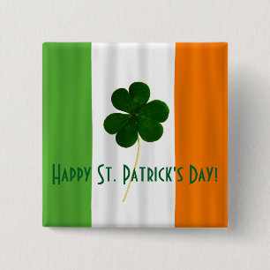 Badge Carré 5 Cm Bonne St. Patrick's Day Irlandais Drapeau Shamrock