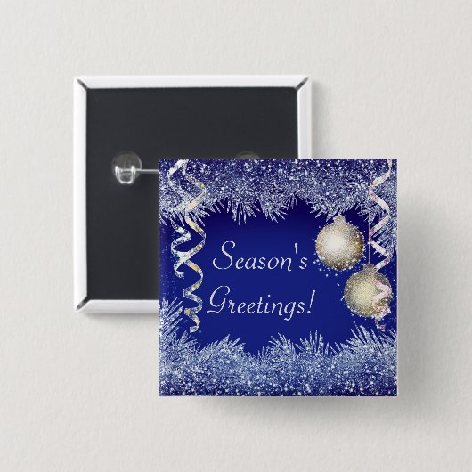 Badge Carré 5 Cm Bonnes Fêtes Noël Parties scintillant Noël (Devant & derrière)