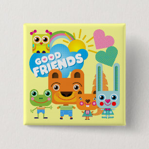 Badge Carré 5 Cm Bons amis d'animaux