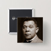 Badge Carré 5 Cm Booker Washington : African American Educator (Devant & derrière)
