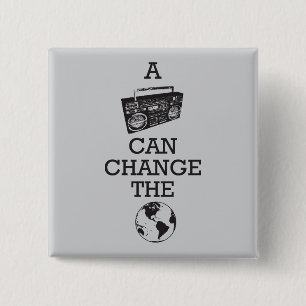 Badge Carré 5 Cm Boombox peut changer le monde