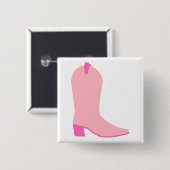 Badge Carré 5 Cm Boot de cowgirl rose (Devant & derrière)