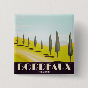 Badge Carré 5 Cm Bordeaux, affiche de voyage de style vintage franç