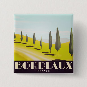 Badge Carré 5 Cm Bordeaux, affiche de voyage de style vintage franç