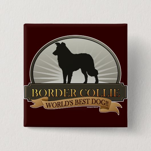 Badge Carré 5 Cm Bordure Collie (Devant)