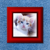 Badge Carré 5 Cm Bordure rouge