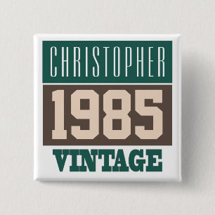 Badge Carré 5 Cm Born in 1985, Personalised Gift