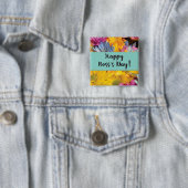 Badge Carré 5 Cm Boss’s Day Merci Gerbera Daisies (En situation)