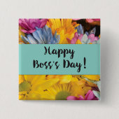 Badge Carré 5 Cm Boss’s Day Merci Gerbera Daisies (Devant)