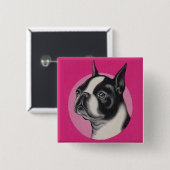Badge Carré 5 Cm Boston terrier (Devant & derrière)