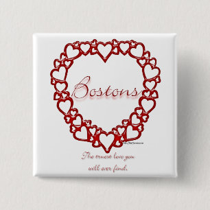 Badge Carré 5 Cm Boston Terrier True Love