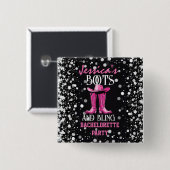 Badge Carré 5 Cm Bottes roses et Bling Bachelorette (Devant & derrière)