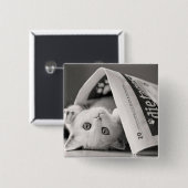 Badge Carré 5 Cm Botton Cat (Devant & derrière)